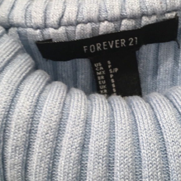 Pastel Blue Off-Shoulder Cowl Neck Sweater F21 - Picture 3 of 3